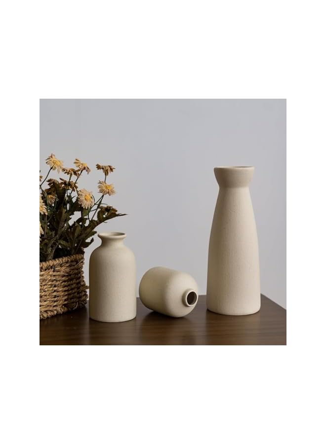 The Bros طقم مزهريات سيراميك من 3 قطع - ديكور منزلي حديث بوهيمي لغرفة المعيشة، المطبخ، المكتب - مزهريات زهور جافة مصنوعة يدويًا، ديكور طاولة متعدد الاستخدامات، هدية فريدة لحفلات الزفاف/الانتقال إلى منزل جديد (أسود) - Image 4