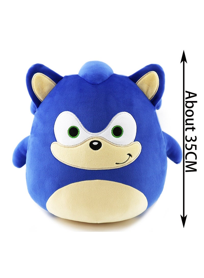 35cm Blue Round The Hedgehog Plush Toy Creative Tumbler Toy Pillow Plush Doll, Boy Girl Gift - Image 2