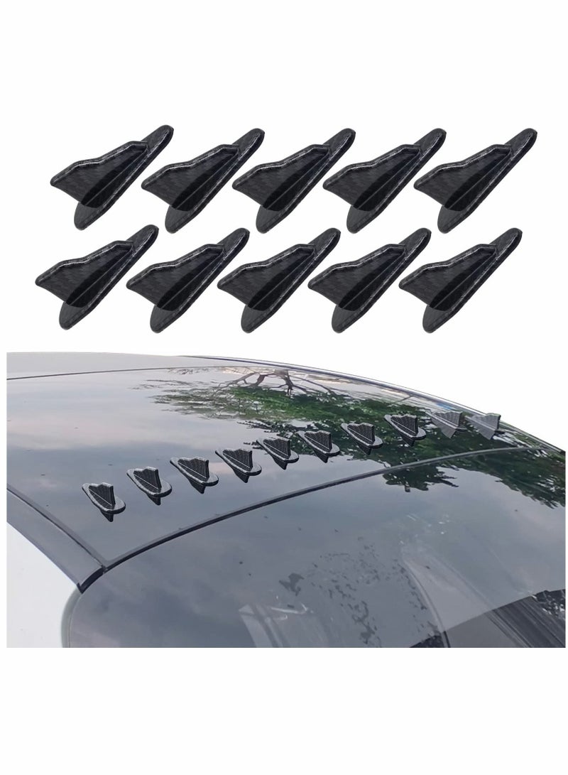 واي آند دي Diffuser Shark Fin Kit Compatible with Spoiler Roof Wing Air Vortex Generator Car Exterior Accessories Carbon Fiber Black (10 PCS) - Image 1