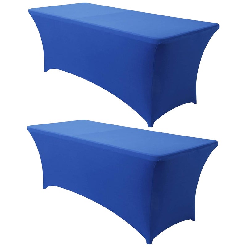 Obstal Obstal 4Ft Stretch Spandex Table Cover for Standard Folding Tables - 2 Pack Universal Rectangular Fitted Tablecloth for Party  Banquet  Events  Trade Show (Royal Blue  48L x 24W x 30H Inches)  - Image 1