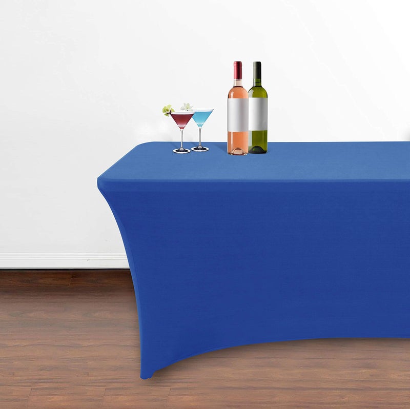 Obstal Obstal 4Ft Stretch Spandex Table Cover for Standard Folding Tables - 2 Pack Universal Rectangular Fitted Tablecloth for Party  Banquet  Events  Trade Show (Royal Blue  48L x 24W x 30H Inches)  - Image 5