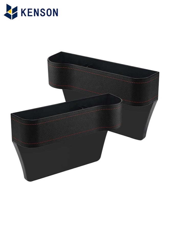 KENSON Car seat gap storage box multi-function gap storage box car supplies car built-in bag storage boxCar Seat Gap Filler, Multifunctional Car Seat Organizer with Cup Holder, Car Console Side Organizer for Cellphones, Wallets, Keys, Coin, Cards, Sunglasses, Driver SidePack of 2 - Black - Image 1
