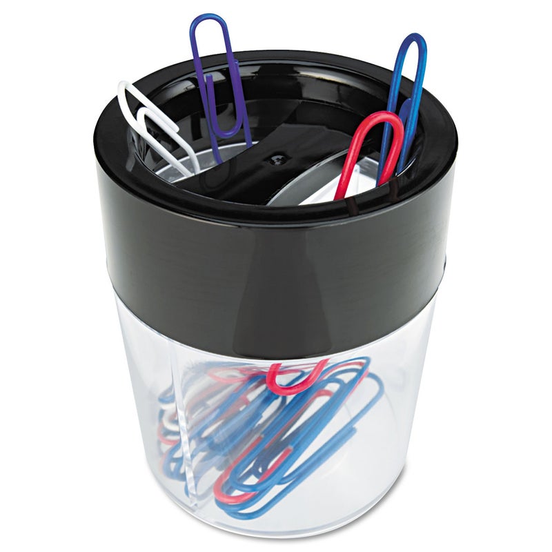 Universal UNV08126 TwoCompartment Plastic Magnetic Clip Dispenser Black - Image 2
