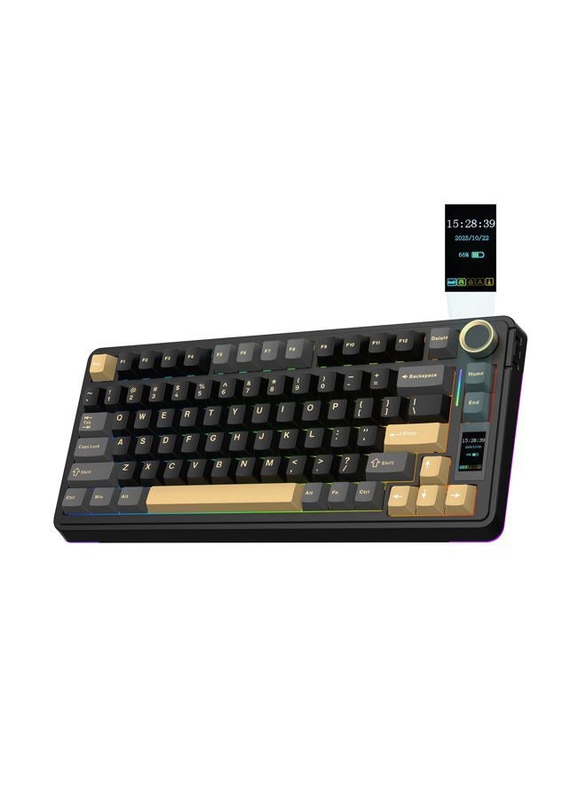 EPOMAKER X Aula EA75 MAX Wireless Gaming Keyboard with Screen & Knob, 5000mAh, Hot-Swap, Lubed Switches, RGB Backlit, Creamy Gasket, 75% Mechanical Keyboard (Black, Reaper Switch) - Image 1