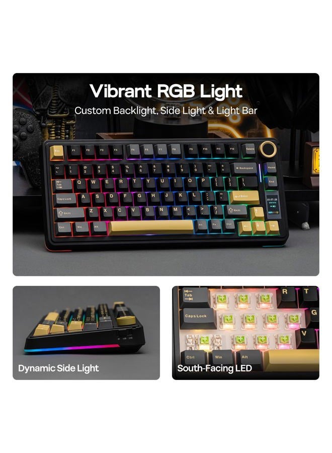 EPOMAKER X Aula EA75 MAX Wireless Gaming Keyboard with Screen & Knob, 5000mAh, Hot-Swap, Lubed Switches, RGB Backlit, Creamy Gasket, 75% Mechanical Keyboard (Black, Reaper Switch) - Image 4