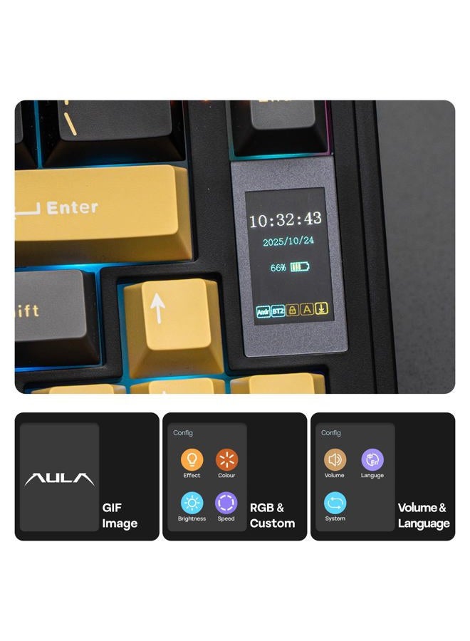 EPOMAKER X Aula EA75 MAX Wireless Gaming Keyboard with Screen & Knob, 5000mAh, Hot-Swap, Lubed Switches, RGB Backlit, Creamy Gasket, 75% Mechanical Keyboard (Black, Reaper Switch) - Image 3