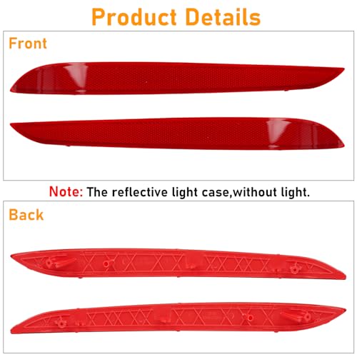 Abodvu Compatible with Hyundai Sonata Rear Bumper Reflector 2015-2017,Left Driver & Right Passenger Side Rear Bumper Red Marker Trim,7th Gen Sonata Back Reflector Light W/O Bulb Replacement(1Pair) - Image 5