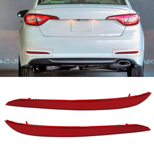 Abodvu Compatible with Hyundai Sonata Rear Bumper Reflector 2015-2017,Left Driver & Right Passenger Side Rear Bumper Red Marker Trim,7th Gen Sonata Back Reflector Light W/O Bulb Replacement(1Pair) - Image 1