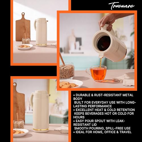 Trueware Jupiter Inner Steel Thermoware 1500 ML Hot & Cold Flask Jug, BPA Free, Leak Proof, Ideal for Tea, Coffee, Water, Hot Beverages - Image 2
