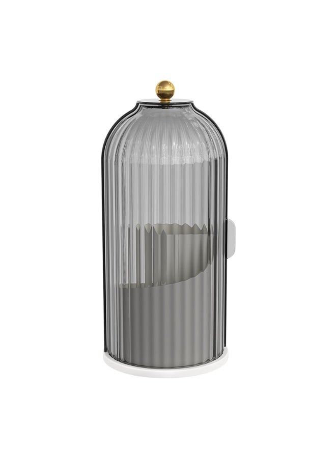 KHAJUL Cosmetic storage box with lid,360 Rotating Clear Dustproof Makeup Brushes Organizer (Transparent Black) - Image 3