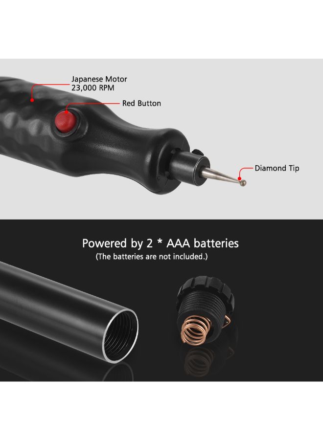 إسكدنيا قلم حفر كهربائي لاسلكي صغير أسود - Image 3