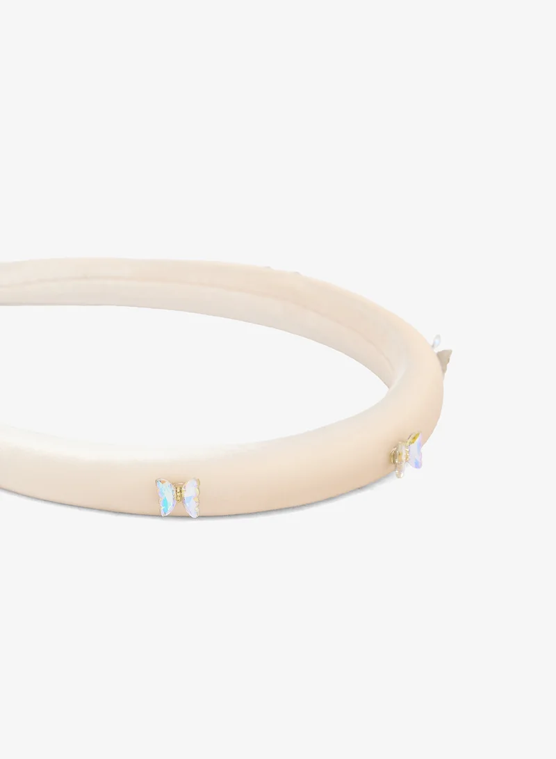 Khizana White Butterfly Diamonte Embellished Hairband for Women | Best Price UAE
