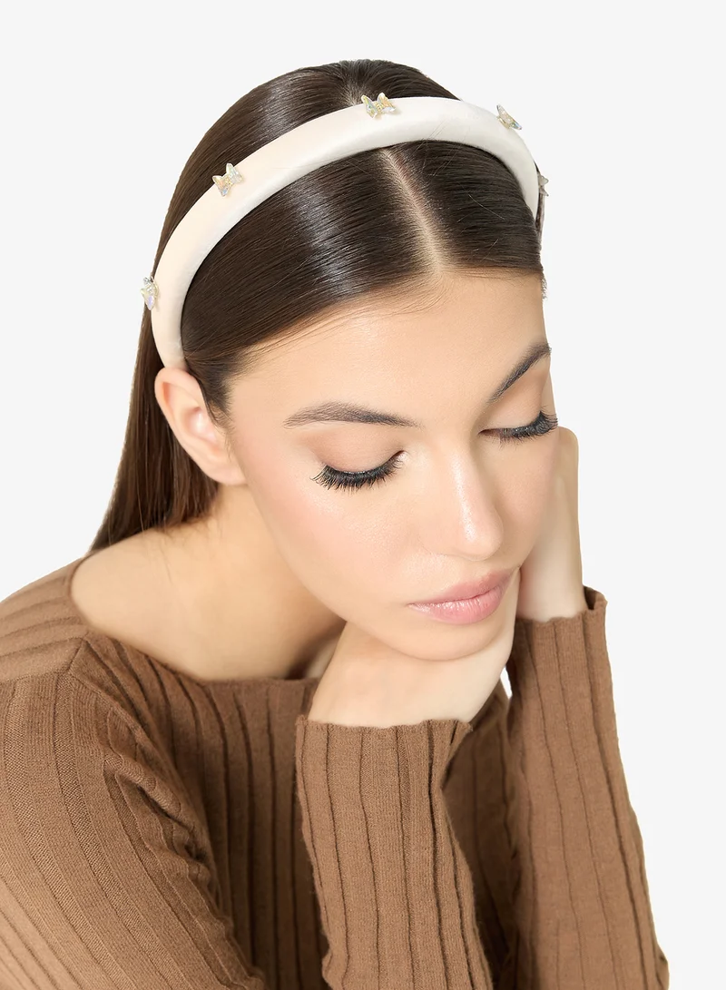Khizana White Butterfly Diamonte Embellished Hairband for Women | Best Price UAE