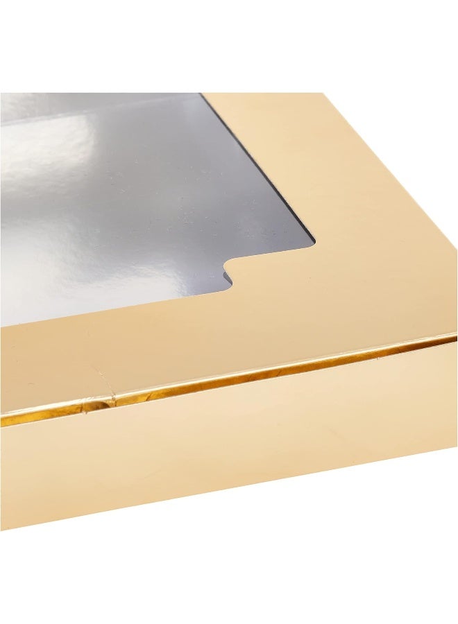 Hotpack Disposable Sweet Box, Gift or Party Box, Aluminium/Gold With Window 25x25cm, 5 Pieces - Image 3