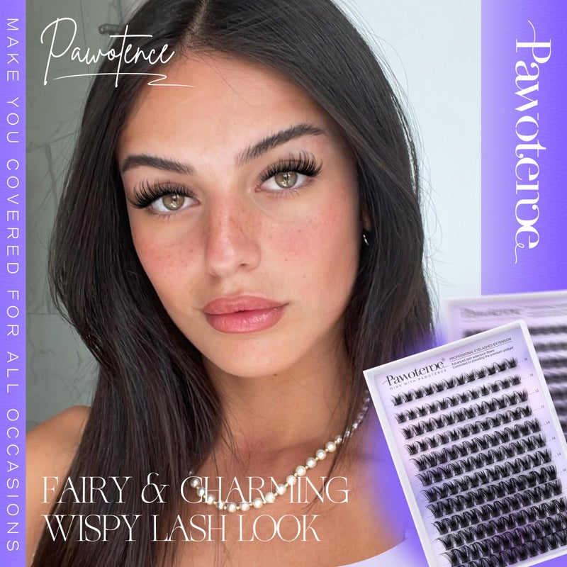 Pawotence Lash Clusters Kit Wispy Lash Extension Kit 10-18mm Cluster Eyelash Extensions Kit Individual Lashes 144pcs Eyelash Clusters with Lash Bond and Seal, Lash Tweezers for Self Use - Image 5