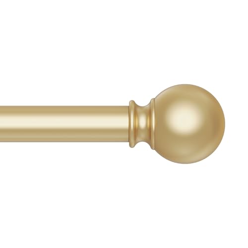 JRZOO Gold Curtain Rods, Curtain Pole for Window 36 to 88 Inch(3-7 Feet), 5/8 Inch Decorative Drapery Pole, Gold Splicing Curtain Rod Set, Size: 36"-88", Brass Gold - Image 1