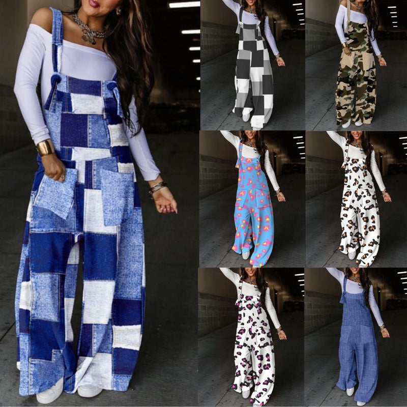 2023 Wish Independent Station New Autumn Printed Waist Strap Suspender Trousers For Women - Image 2