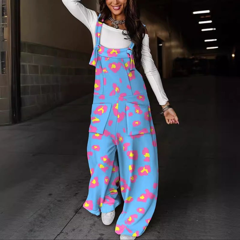 2023 Wish Independent Station New Autumn Printed Waist Strap Suspender Trousers For Women - Image 4