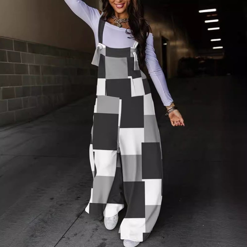 2023 Wish Independent Station New Autumn Printed Waist Strap Suspender Trousers For Women - Image 5