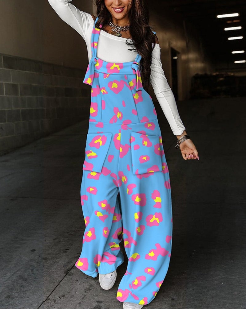 2023 Wish Independent Station New Autumn Printed Waist Strap Suspender Trousers For Women - Image 1