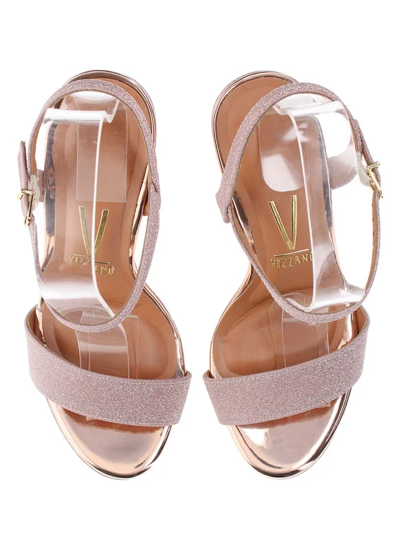 VIZZANO Vizzano Ladies High Heel Sandals Rose Gold | Made In Brazil