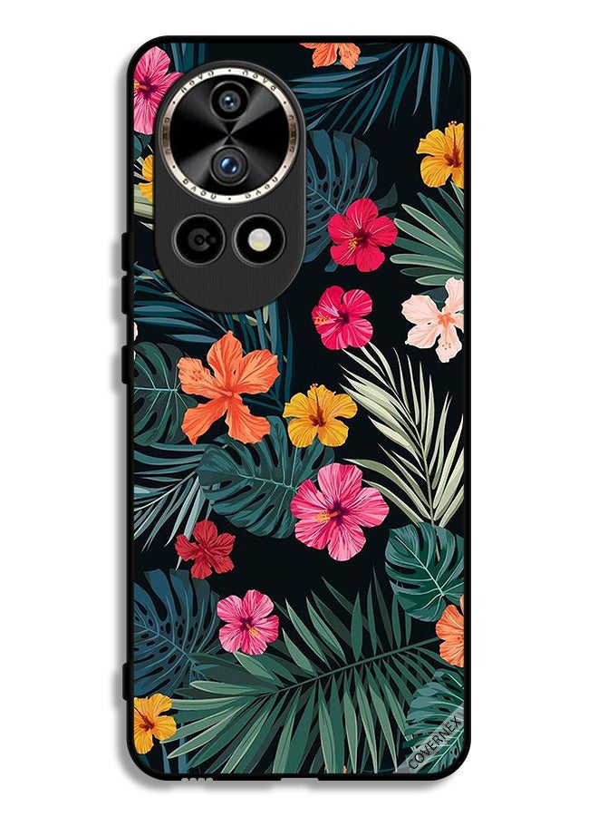Covernex Huawei nova 12 Pro 5G Protective Case Cover Multi Color Flowers And Dark Green Feathers - Image 1