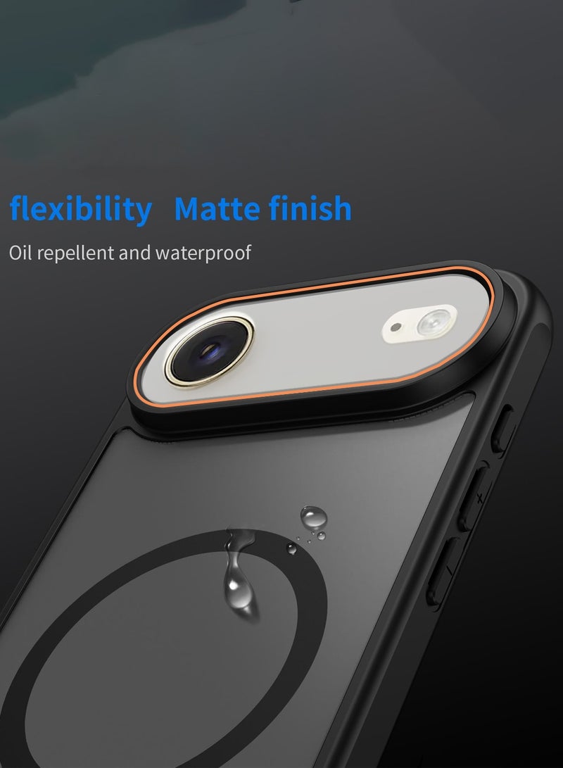 Wtech Apple iPhone Air 5G 2025 Hybrid Matte Translucent Back Cover Shockproof Hard PC Strong Magnetic Adsorption Case Cover (MCMPMN) - Black - Image 3