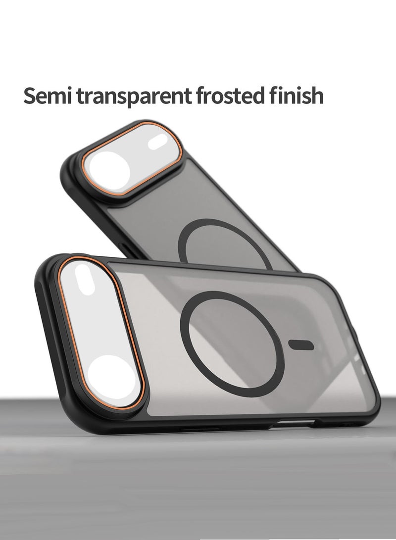 Wtech Apple iPhone Air 5G 2025 Hybrid Matte Translucent Back Cover Shockproof Hard PC Strong Magnetic Adsorption Case Cover (MCMPMN) - Black - Image 4