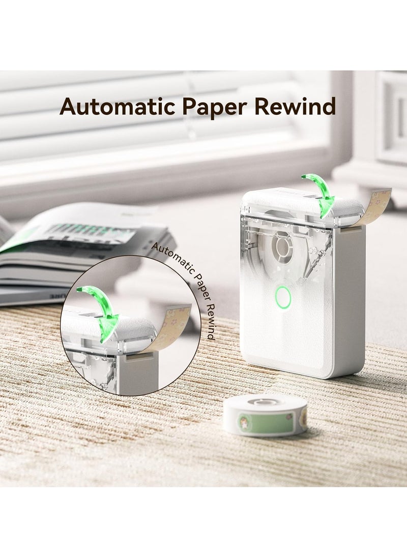 NIIMBOT - D110 Upgraded Version Mini Label Maker Machine D110-M Label Printer with 15mm Printing Width, Portable Bluetooth Thermal Printer, Sticker Maker with Multiple Templates, with 1 Roll 12*40mm White Tape for Office Organization Home Kitchen School, White - Image 1