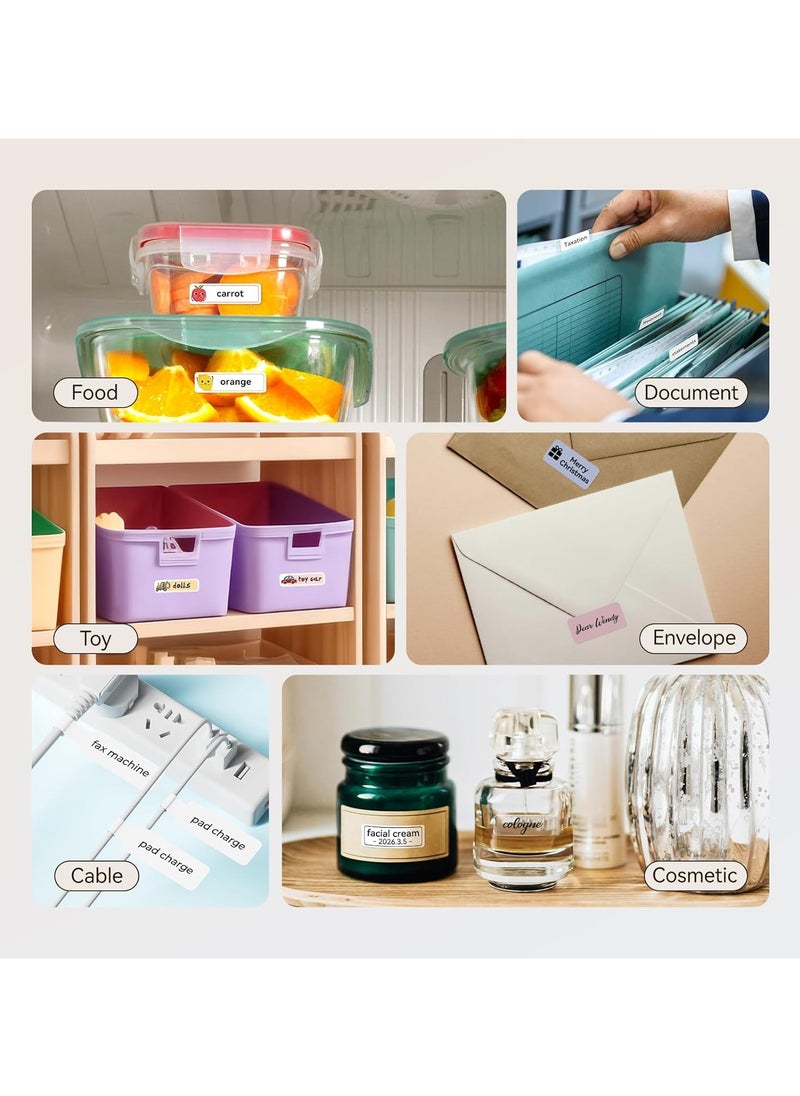 NIIMBOT - D110 Upgraded Version Mini Label Maker Machine D110-M Label Printer with 15mm Printing Width, Portable Bluetooth Thermal Printer, Sticker Maker with Multiple Templates, with 1 Roll 12*40mm White Tape for Office Organization Home Kitchen School, White - Image 1