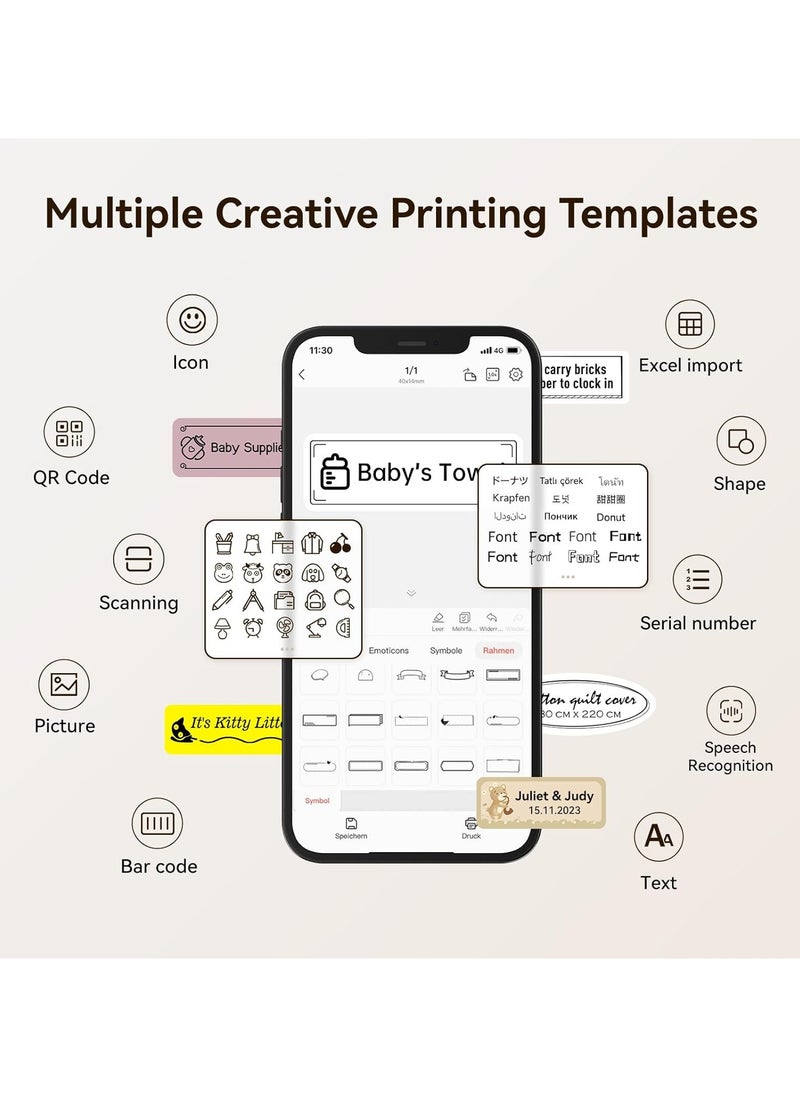 NIIMBOT - D110 Upgraded Version Mini Label Maker Machine D110-M Label Printer with 15mm Printing Width, Portable Bluetooth Thermal Printer, Sticker Maker with Multiple Templates, with 1 Roll 12*40mm White Tape for Office Organization Home Kitchen School, White - Image 1