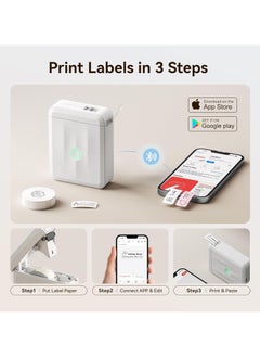 NIIMBOT D110 Upgraded Version Mini Label Maker Machine D110-M Label Printer with 15mm Printing Width, Portable Bluetooth Thermal Printer, Sticker Maker with Multiple Templates, with 1 Roll 12*40mm White Tape for Office Organization Home Kitchen School, White  - Image 5