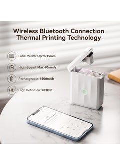 NIIMBOT D110 Upgraded Version Mini Label Maker Machine D110-M Label Printer with 15mm Printing Width, Portable Bluetooth Thermal Printer, Sticker Maker with Multiple Templates, with 1 Roll 12*40mm White Tape for Office Organization Home Kitchen School, White  - Image 3