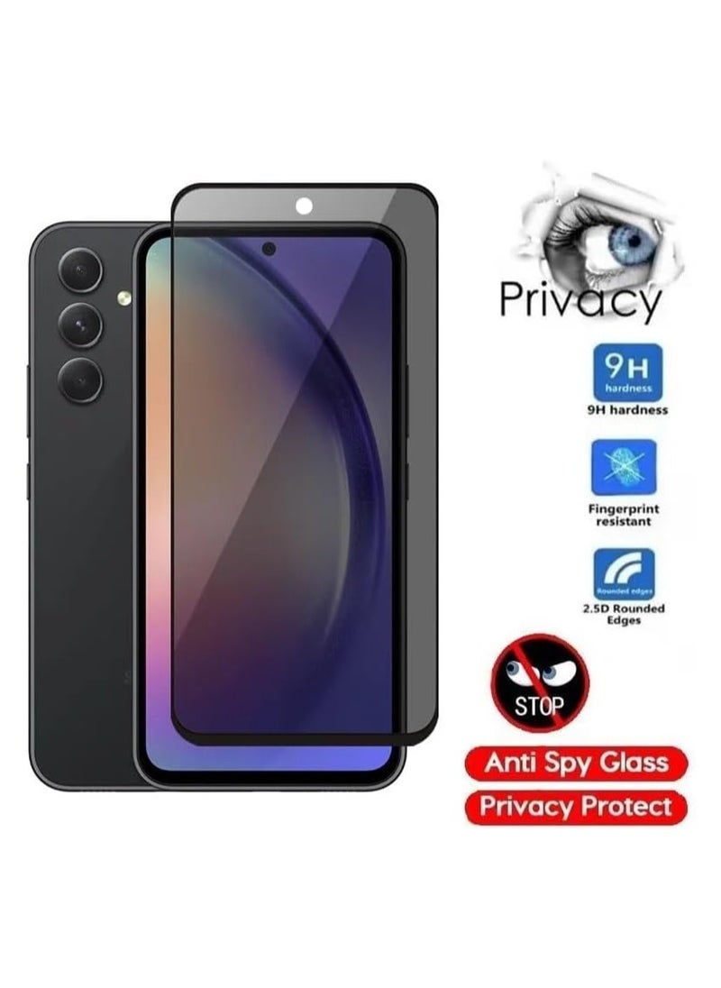 Muzz واقي شاشة لهاتف Samsung Galaxy M55، زجاج مقوى منحني ثلاثي الأبعاد مضاد للتجسس 9H، واقي شاشة بتغطية كاملة ومضاد لبصمات الأصابع لهاتف Samsung Galaxy M55 5G (خصوصية 5D)  - Image 2