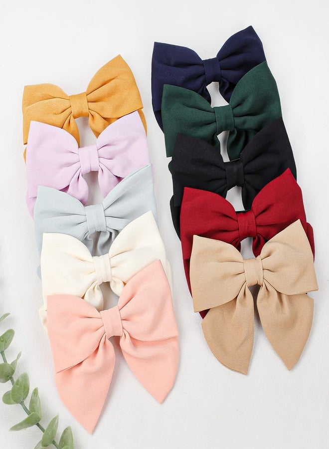 TOKUFAGU Hair Bow, 10 PCS Big Hair Clips for Women Girls, 8 Inch Hair Bows with Metal Clip, French Style Barrette, 10 Colors (Black) - Image 5