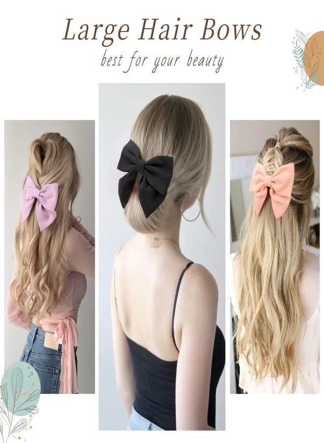 TOKUFAGU Hair Bow, 10 PCS Big Hair Clips for Women Girls, 8 Inch Hair Bows with Metal Clip, French Style Barrette, 10 Colors (Black) - Image 4