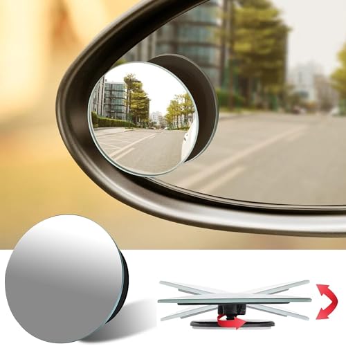 OTO2EYE Car Glass Mirror Blind Spot, 360° Mirror, Rear View Convex Mirror, Parking Mirror For Car Mirror Accessories Frameless Suitable All Cars and Bikes (Round 2-Pcs) - Image 1