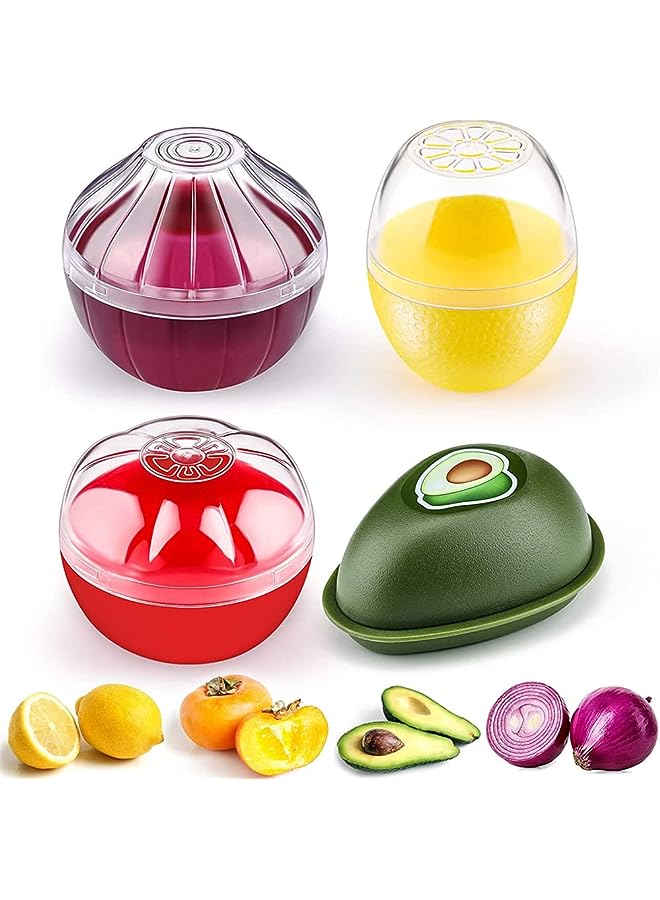 PROMASS Pieces Silicone Fruit and Vegetable Shaped Savers, Storage Containers for Fridge, Avocado Lemon Tomato and Onion Keeper, BPA Free Food Saver, Holder, Refrigerator Vegetable Crisper - Image 1