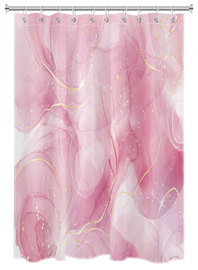 HVEST Modern Marble Shower Curtain, Pink and Gold Luxurious Marble Bathroom Curtain with Hooks, Abstract Art Bath Curtain Polyester Fabric Bath Decor Accessories, 60x72 Inches,YL30460Q - Image 4