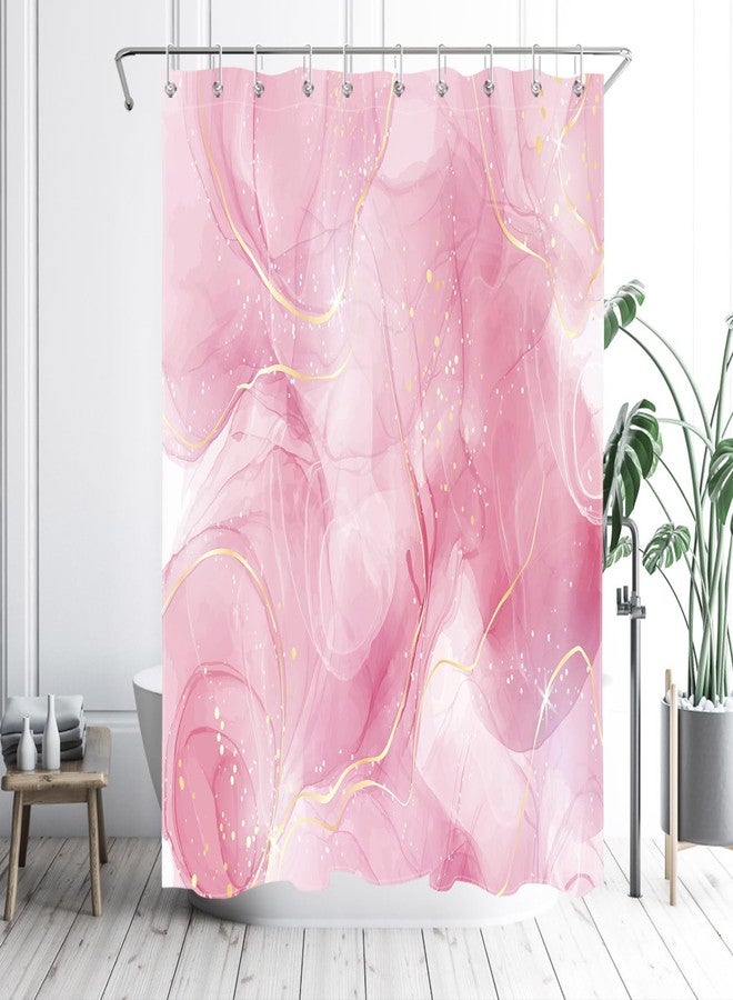 HVEST Modern Marble Shower Curtain, Pink and Gold Luxurious Marble Bathroom Curtain with Hooks, Abstract Art Bath Curtain Polyester Fabric Bath Decor Accessories, 60x72 Inches,YL30460Q - Image 2