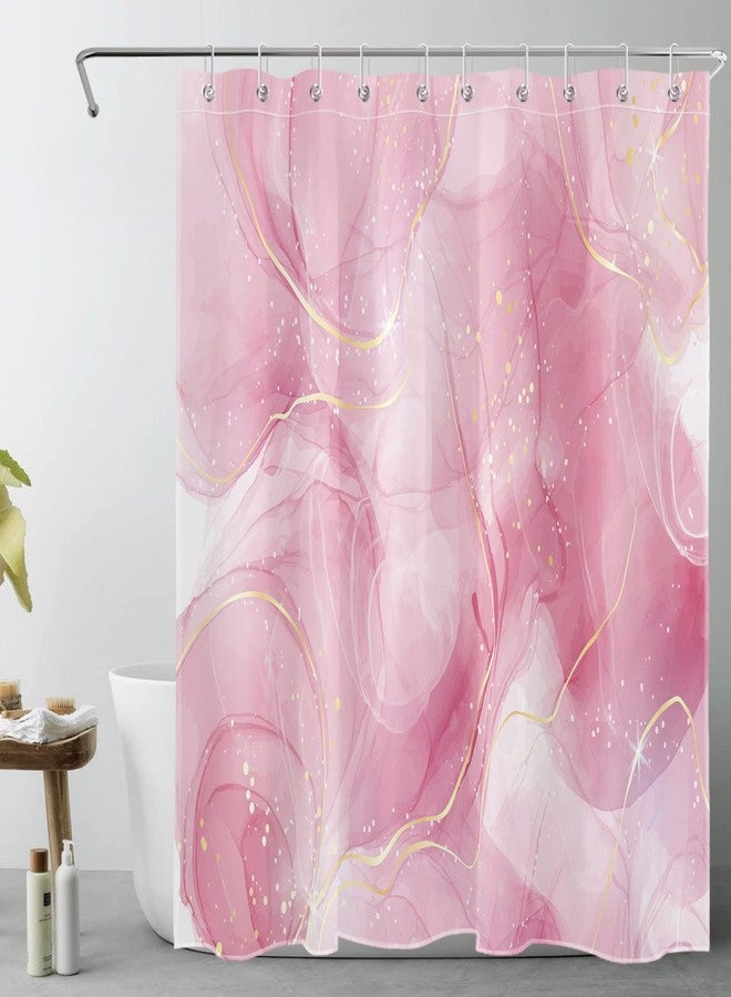 HVEST Modern Marble Shower Curtain, Pink and Gold Luxurious Marble Bathroom Curtain with Hooks, Abstract Art Bath Curtain Polyester Fabric Bath Decor Accessories, 60x72 Inches,YL30460Q - Image 1