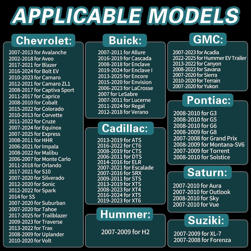 مستشعر TPMS من لسيارات GM شيفروليه سيلفرادو بويك كاديلاك GMC، ترقية 2025 الجيل الثاني مجموعة من 4 مستشعرات TPMS مع أداة إعادة تعلم TPMS واحدة، مستشعر ضغط إطارات خارجي، سهل التركيب - Image 5