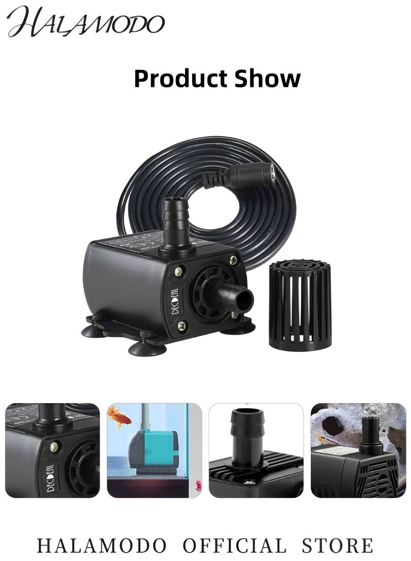 هالامودو مضخة مياه بدون فرشاة، مضخة غاطسة لحوض السمك، مضخة مياه غاطسة بدون فرشاة، مضخة دوران للحوض، مضخة مياه صغيرة تعمل بالطاقة الشمسية، مضخة هادئة 12 فولت تيار مستمر - Image 2