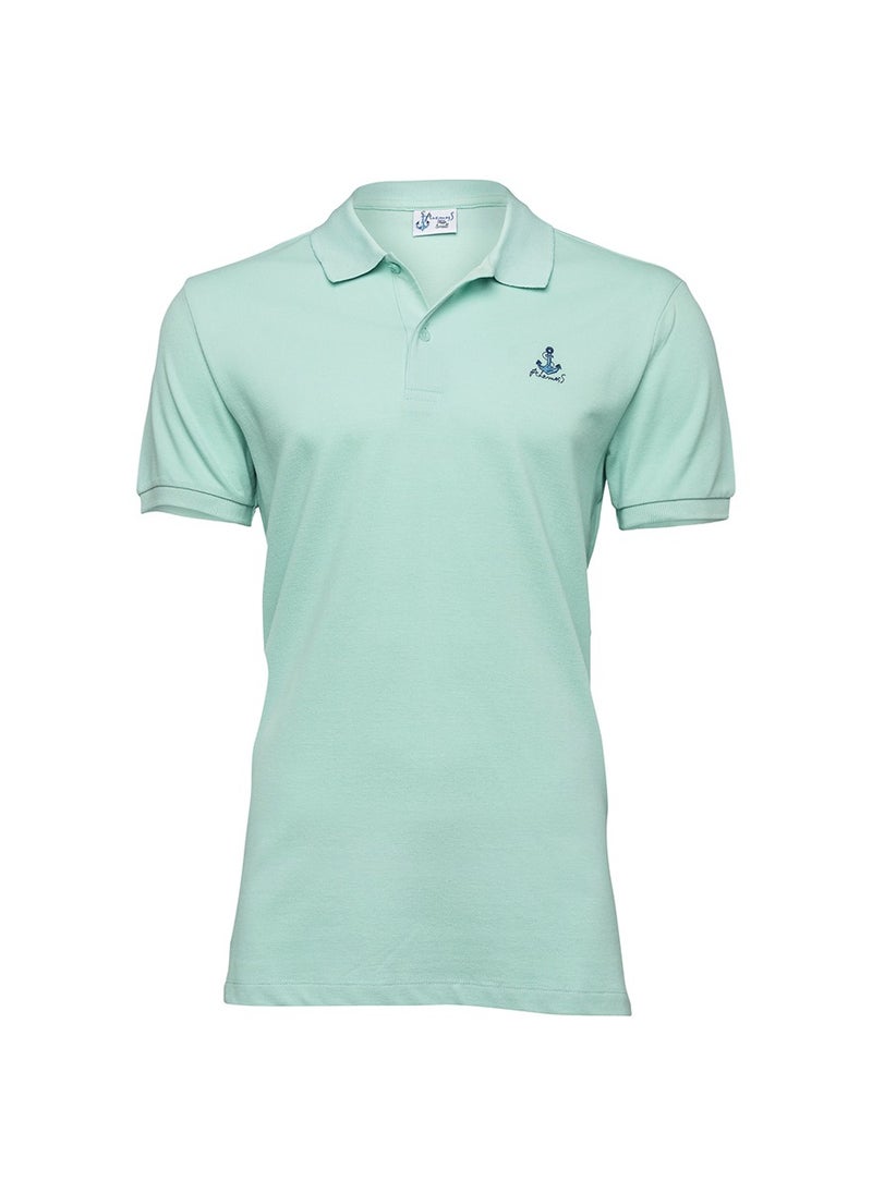 Anemoss - Green Sailboat Men's Polo Collar T-Shirt Small - Image 1