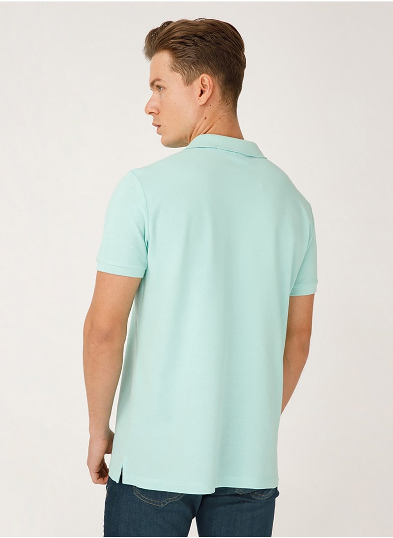 Anemoss - Green Sailboat Men's Polo Collar T-Shirt Small - Image 1