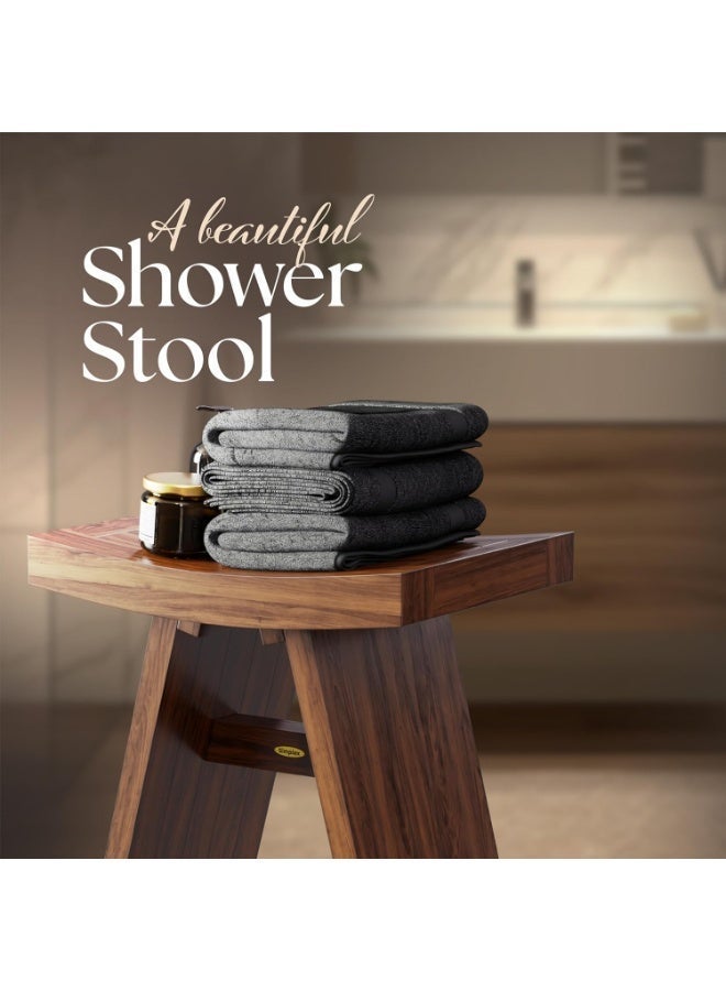18" Teak Shower Seat – Solid Teak Bath Seat, Heavy Duty, Non-Slip, Indoor/Outdoor Spa Use - Image 3