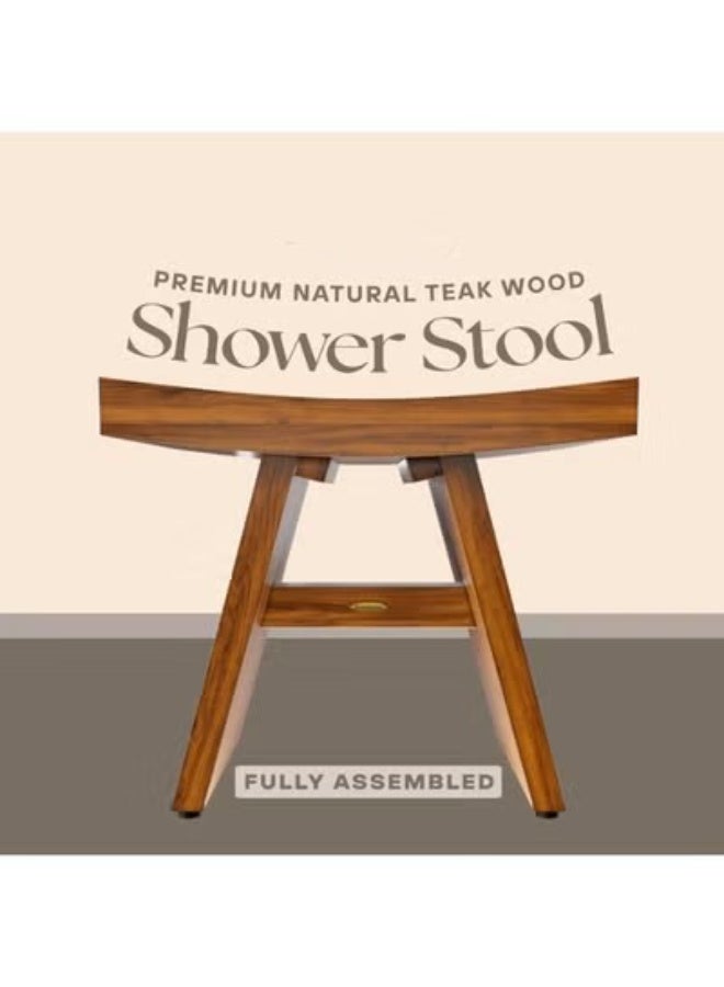 18" Teak Shower Seat – Solid Teak Bath Seat, Heavy Duty, Non-Slip, Indoor/Outdoor Spa Use - Image 2