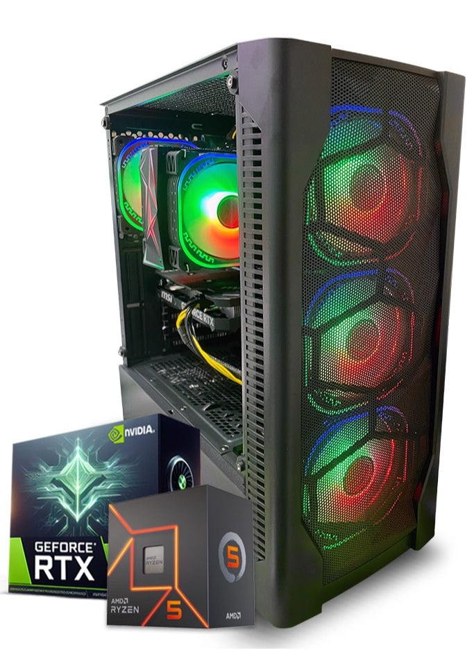 Truenort Gaming PC, AMD Ryzen 5-5500, RTX 3060, 16GB RAM, 1TB SSD, Air Cooler 120MM, 650 PSU , Window 11 Pro, Black Case  - Image 1