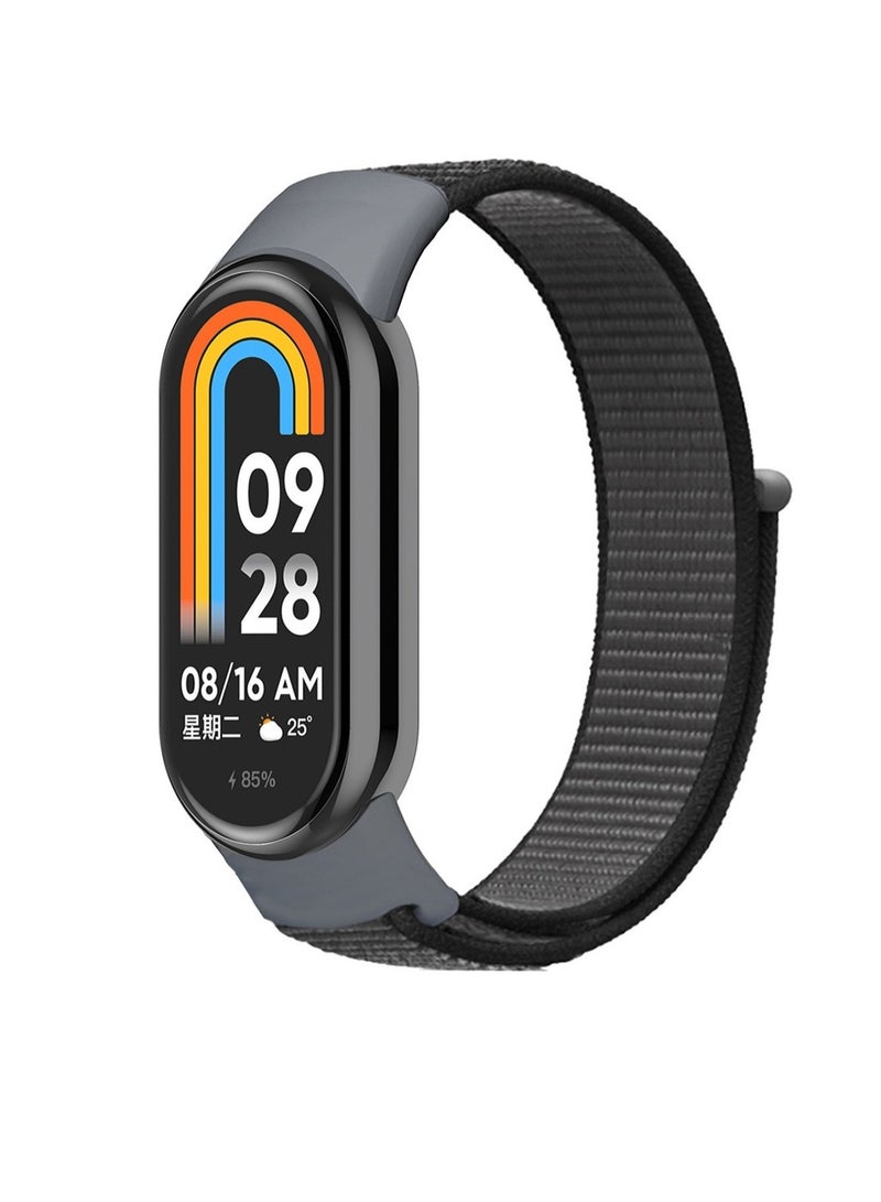 Nylon Strap Compatible With Xiaomi Mi Band 8 Soft Adjustable Band For Men And Women Grey - Image 1