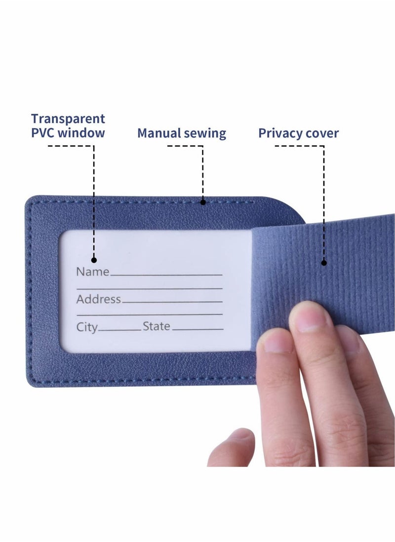Generic Luggage Tags, 5 Pcs PU Leather Personalized Suitcase Tag Set, Travel Tags with Name ID Card and Sturdy Buckle Straps, Suitcases Identifier ID Labels for Men Women  - Image 3